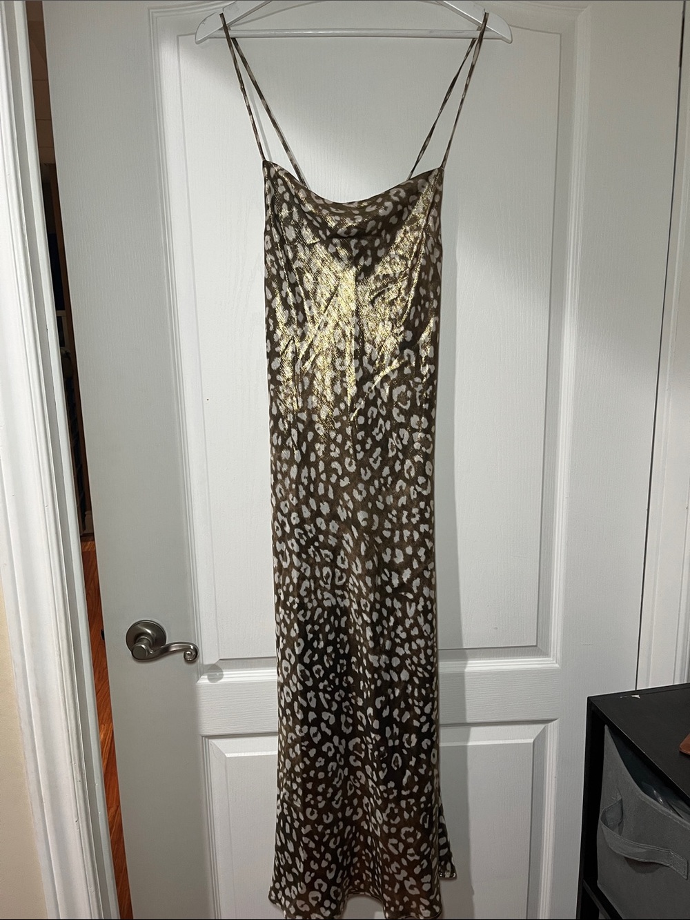 Zara Gold Leopard Satin Slip Dress